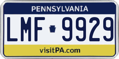PA license plate LMF9929