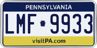 PA license plate LMF9933