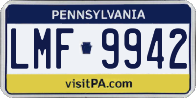 PA license plate LMF9942