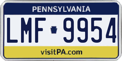 PA license plate LMF9954