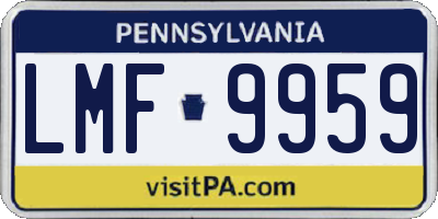 PA license plate LMF9959
