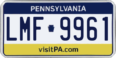 PA license plate LMF9961