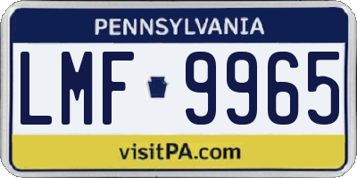 PA license plate LMF9965