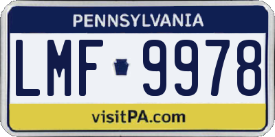 PA license plate LMF9978