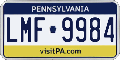 PA license plate LMF9984
