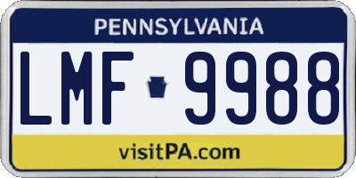PA license plate LMF9988