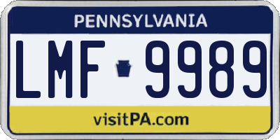 PA license plate LMF9989