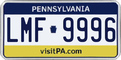 PA license plate LMF9996