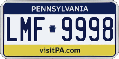 PA license plate LMF9998