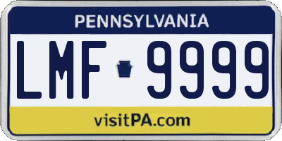 PA license plate LMF9999