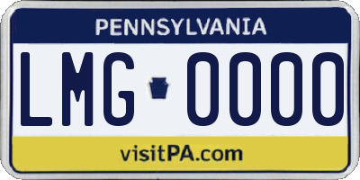 PA license plate LMG0000