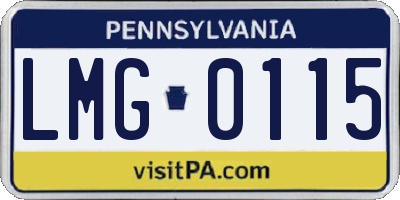 PA license plate LMG0115