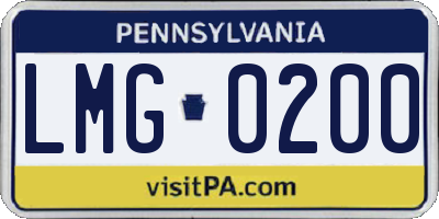 PA license plate LMG0200