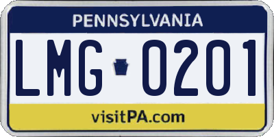 PA license plate LMG0201