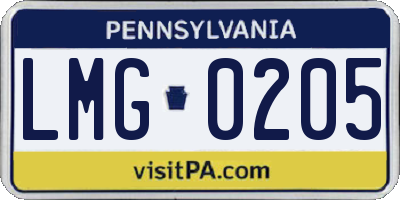 PA license plate LMG0205