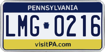 PA license plate LMG0216