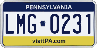 PA license plate LMG0231