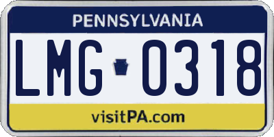 PA license plate LMG0318
