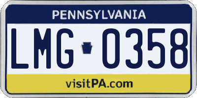PA license plate LMG0358