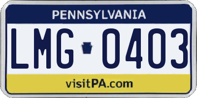 PA license plate LMG0403
