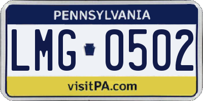 PA license plate LMG0502