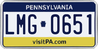 PA license plate LMG0651