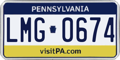 PA license plate LMG0674