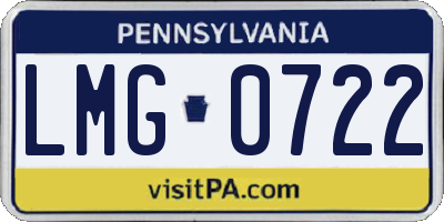 PA license plate LMG0722