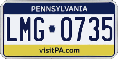 PA license plate LMG0735
