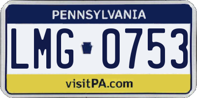 PA license plate LMG0753