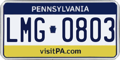 PA license plate LMG0803