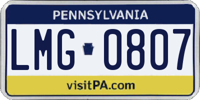 PA license plate LMG0807