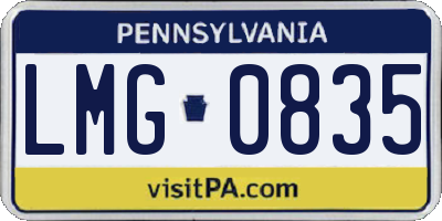 PA license plate LMG0835