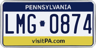 PA license plate LMG0874