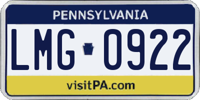 PA license plate LMG0922