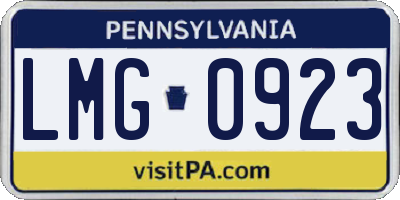 PA license plate LMG0923