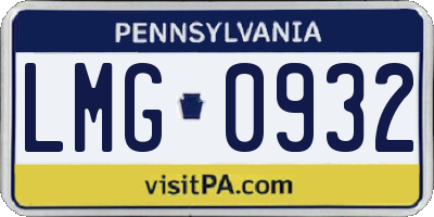 PA license plate LMG0932