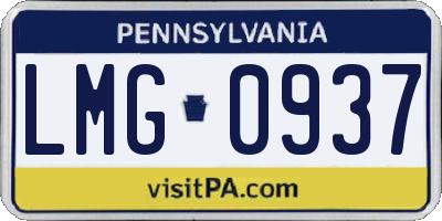 PA license plate LMG0937