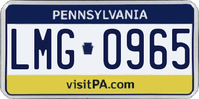 PA license plate LMG0965