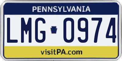 PA license plate LMG0974