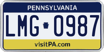PA license plate LMG0987