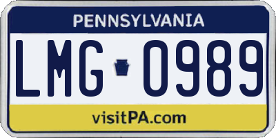 PA license plate LMG0989