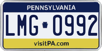PA license plate LMG0992