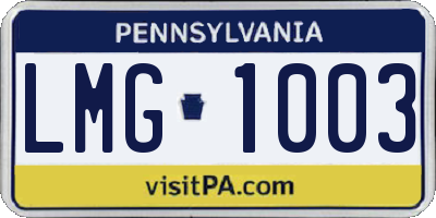 PA license plate LMG1003
