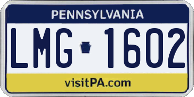 PA license plate LMG1602