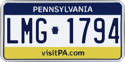 PA license plate LMG1794