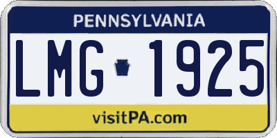 PA license plate LMG1925