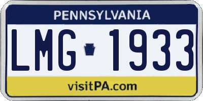 PA license plate LMG1933