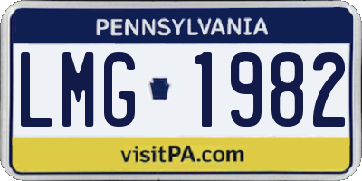 PA license plate LMG1982