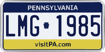 PA license plate LMG1985